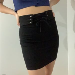 Black Tie Body Con Mini Skirt